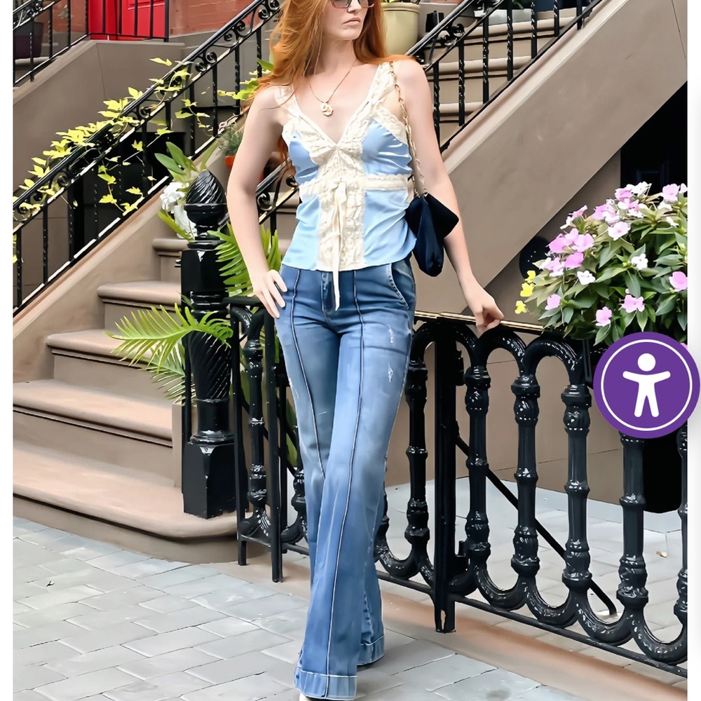 Miguelina “Stephanie” style silk and lace cap sleeve top - Picture 5 of 13